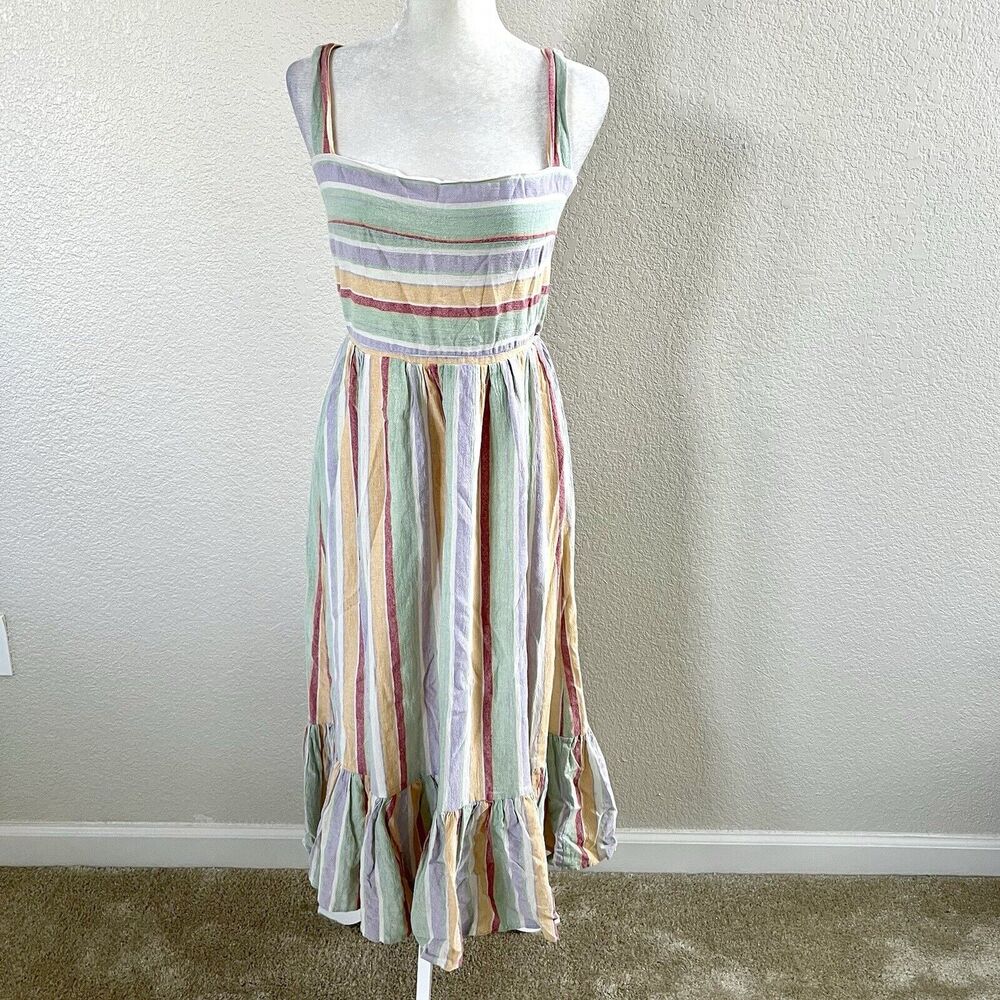 Chic Wish Pastel Stripe Maxi Sun Dress Size Large Kawaii Princesscore Summer